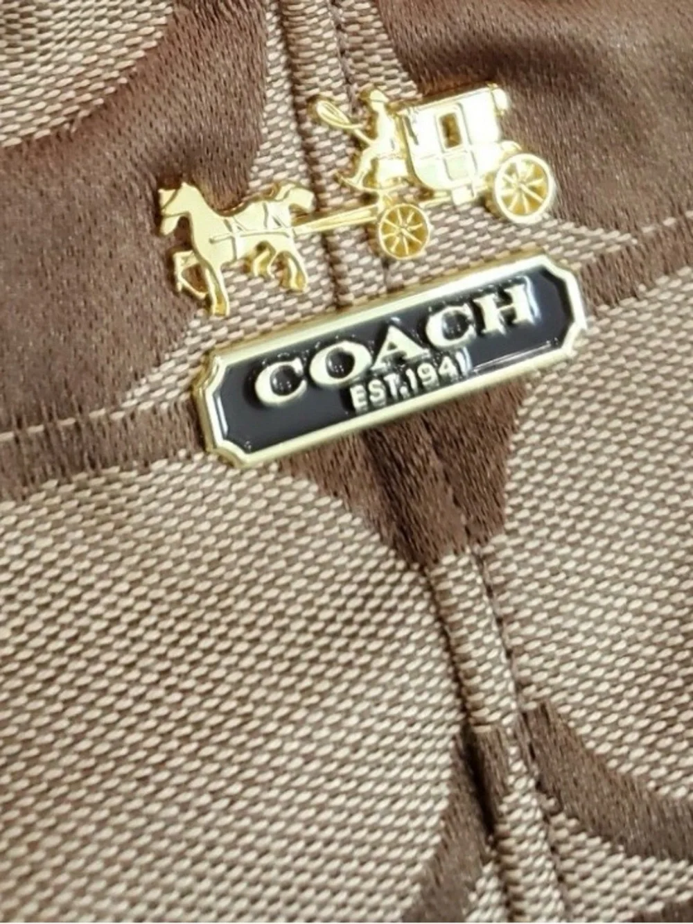 COACH Chelsea Signature Katarina Bag #18903, tan and chocolate brown